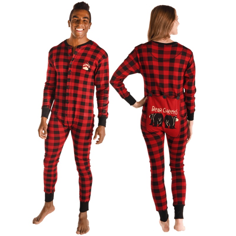 Lazyone Adult Plaid Onesie Flapjack, BEAR CHEEK PLAID