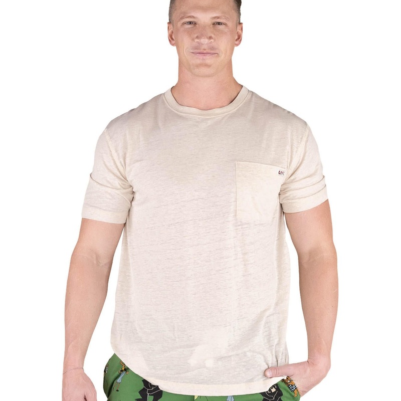 Lazyone Mens Sleep Tee, PLAIN OATMEAL
