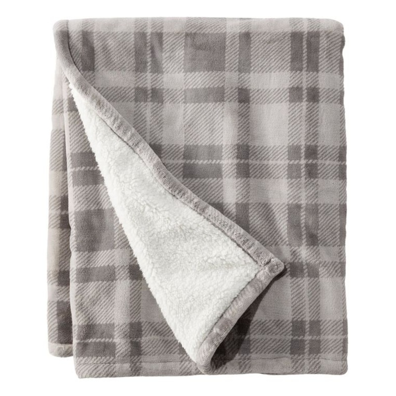 L.L.Bean Wicked Plush Plaid Sherpa Throw