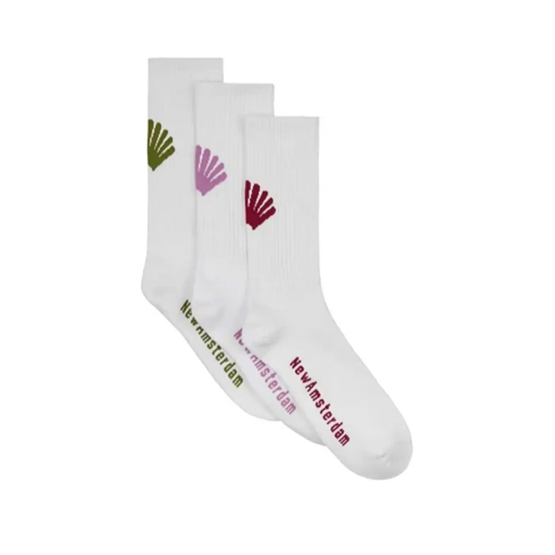 NEW AMSTERDAM SURF ASSOCIATION – LOGO SOCKS – 3 PACK – WHITE