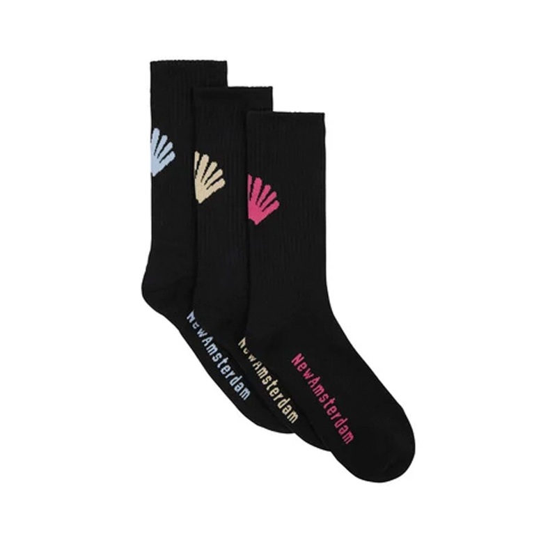 NEW AMSTERDAM SURF ASSOCIATION – LOGO SOCKS – 3PACK – BLACK