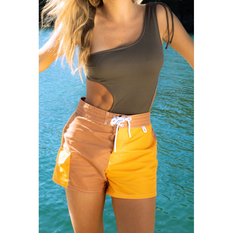 LA REINA BOARDSHORTS – BROWN PANELS BOARDSHORT