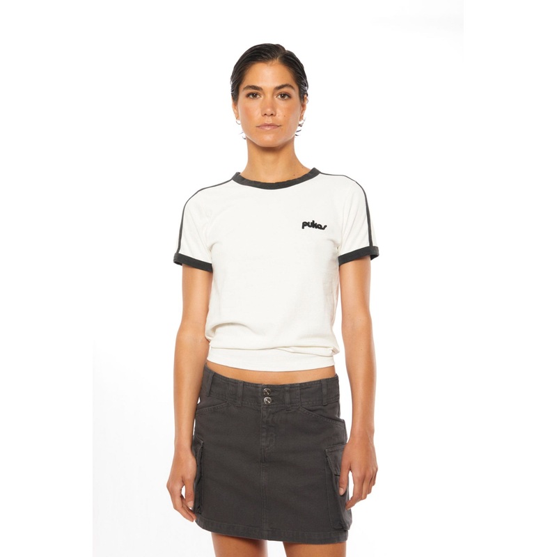 PUKAS – PUKAS 80S CONTRAST BANDS TEE – WHITE