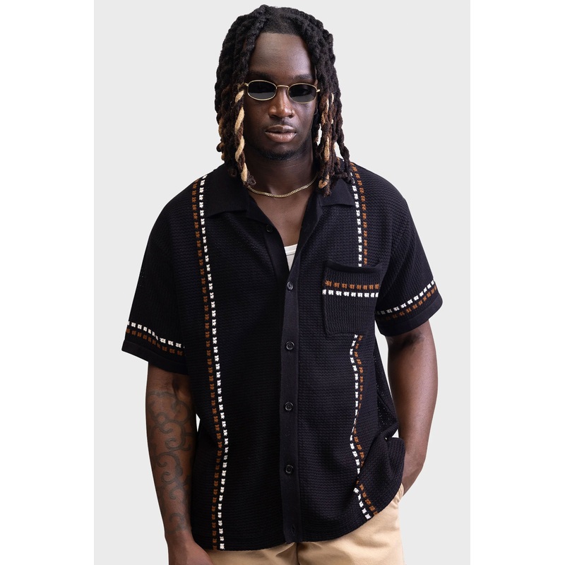 REDEFINED REBEL – RREDUARDO KNIT SHIRT – BLACK