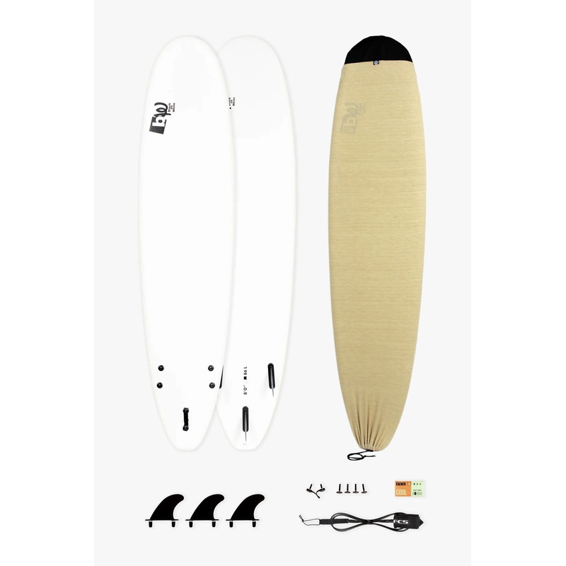 BW SOFT 8’0″ BEGINNER PACK | Softboard + Leash + Fins + Wax + Boardsock
