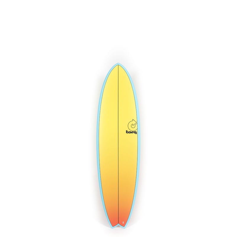 Torq Surfboards – MODFISH  – Yellow Orange Fade – 6’10” x 21 3/4 x 2 3/4 – 46L