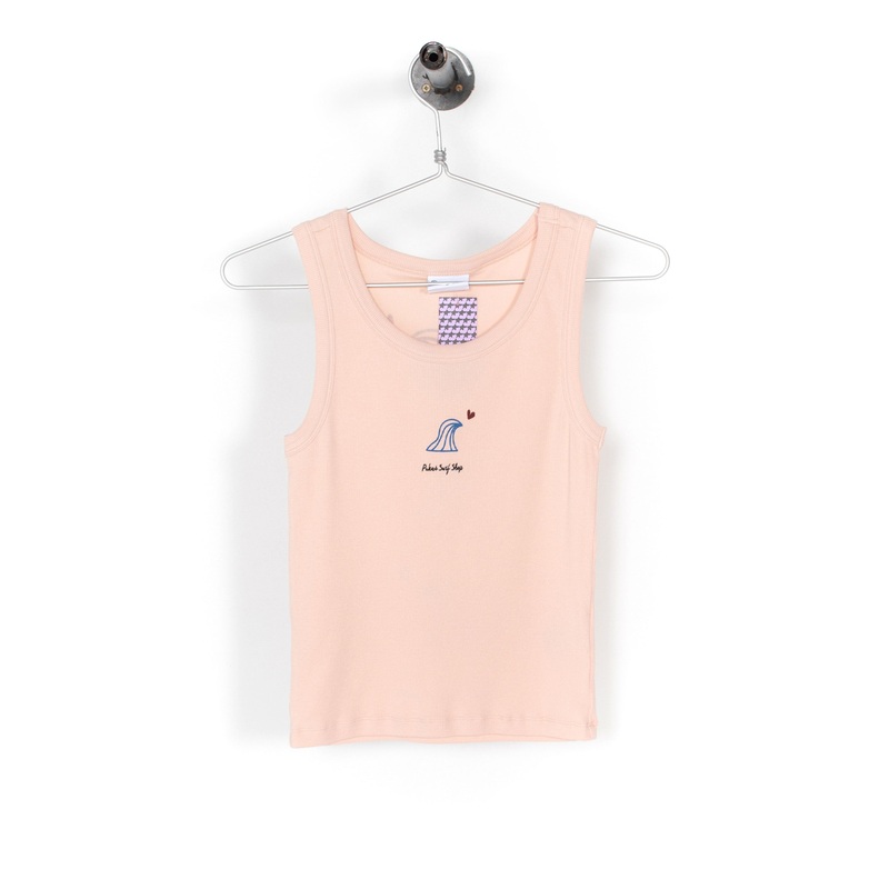 PUKAS SURF SHOP – 3 OLAS RIBBED TANK TEE – WASHED ROSE