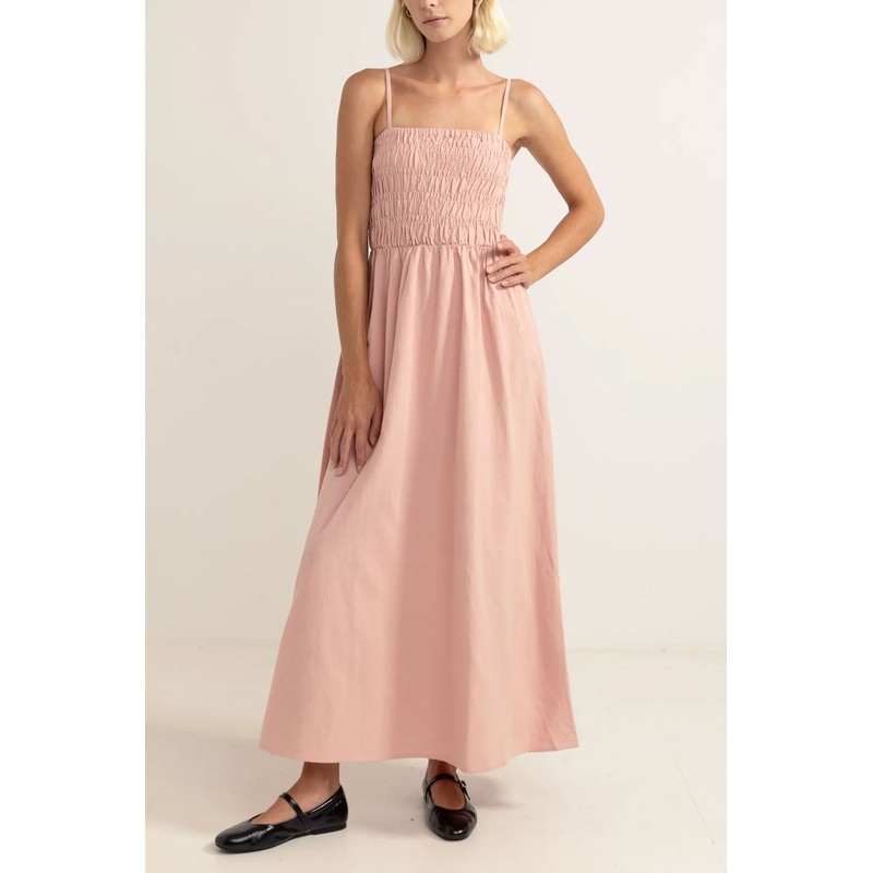 RHYTHM – CLASSIC SHIRRED MIDI DRESS