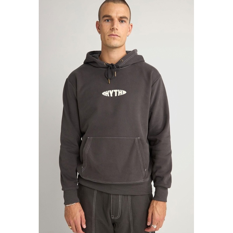 RHYTHM – CONTRAST STITCH HOOD – CHARCOAL