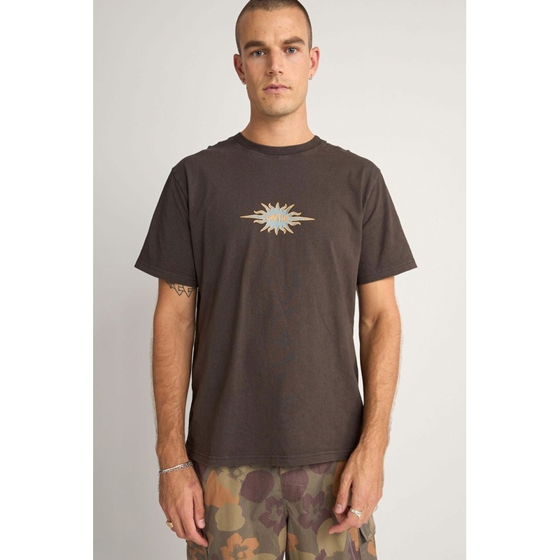RHYTHM – FLAME PRINTED VINTAGE T-SHIRT – BLACK