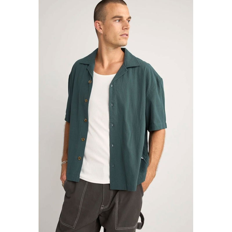 RHYTHM – RELAXED TEXTURED SHIRT – TEAL