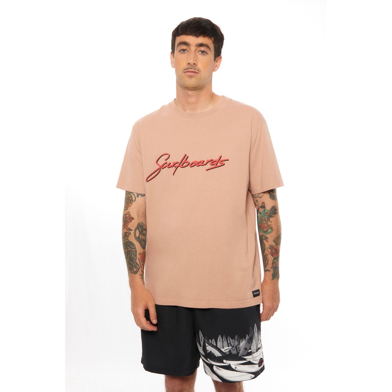 PUKAS – SURFBOARDS TEE – DUSTY PINK