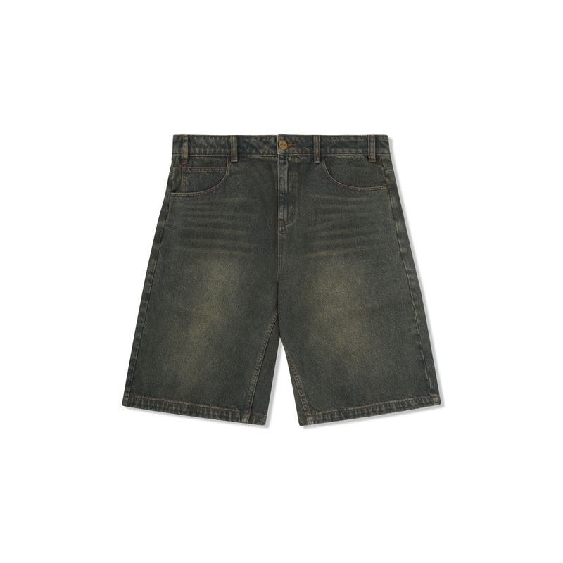 BUTTER – WARPED DENIM SHORTS – DIRTY WASH INDIGO